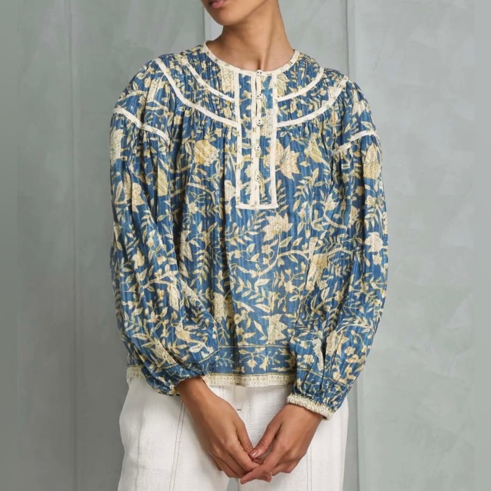 NWOT Ulla Johnson Kirana Cotton Long-sleeve Blouse MSRP:$438 Size 12
